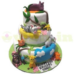 Jungle Themed Customized Fondant Cake	