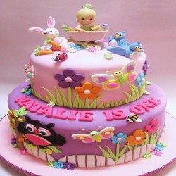 Kids Girl Birthday Fondant Cake	
