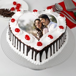 Black Forest Heart Photo Cake