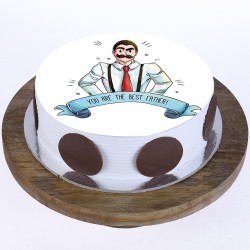 Best Dad Pineapple Round Photo Cake