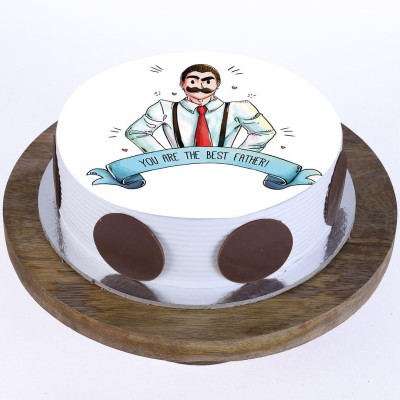 Best Dad Pineapple Round Photo Cake