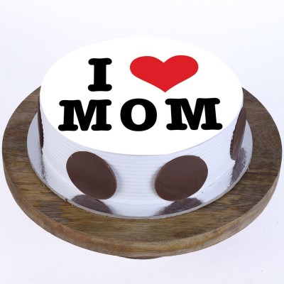I Love Mom Pineapple Round Photo Cake