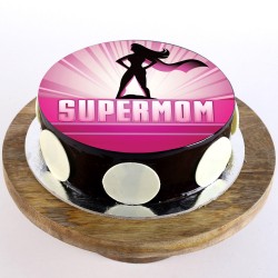 Supermom Chocolate Round Photo Cake