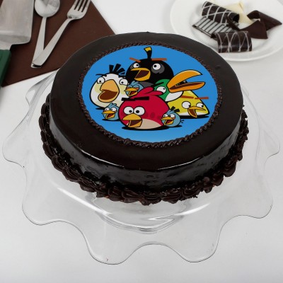 Angry Birds Chocolate Round Photo Cake