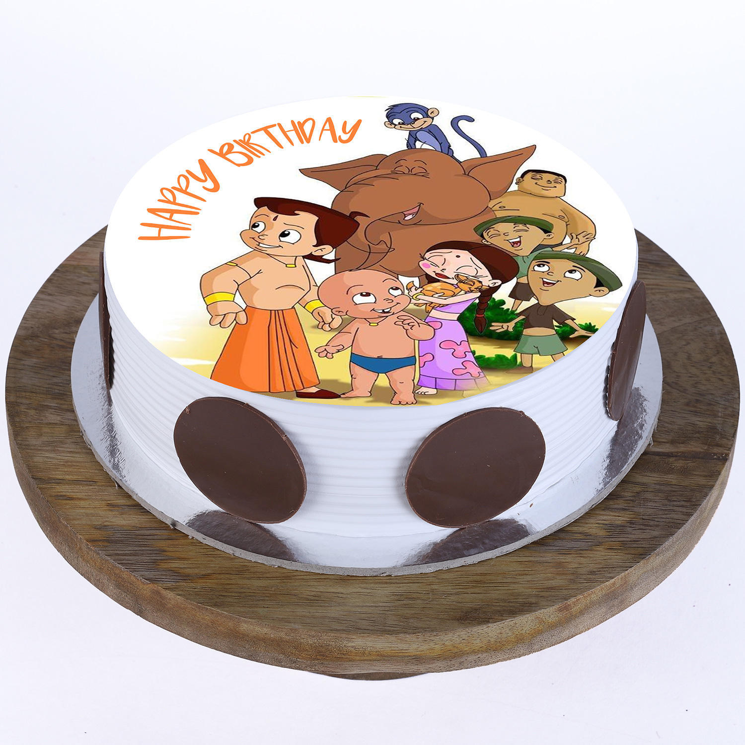 Chhota Bheem & Friends Pineapple Round Photo Cake : Delivery in Delhi and  NCRCake Express