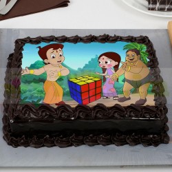 Chhota Bheem & Mysterious Cube Chocolate Photo Cake