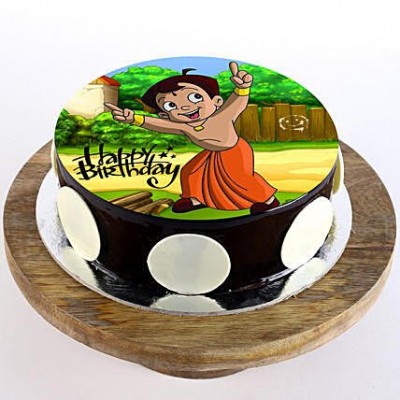 Chota Bheem Birthday Chocolate Round Photo Cake