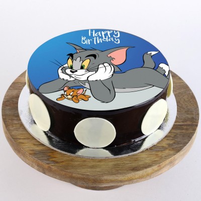 Classic Tom & Jerry Chocolate Round Photo Cake
