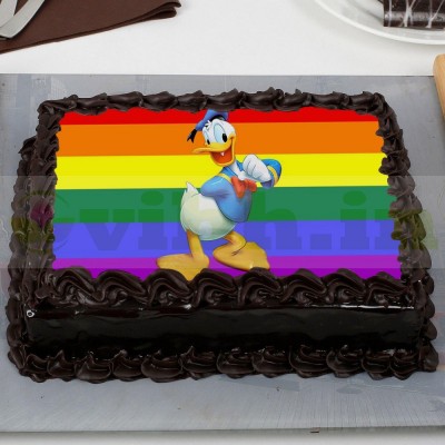 Donald Duck Chocolate Rectangle Photo Cake