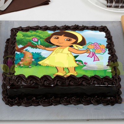 Dora Chocolate Rectangle Photo Cake