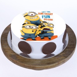 Funny Minions Pineapple Round Photo Cake