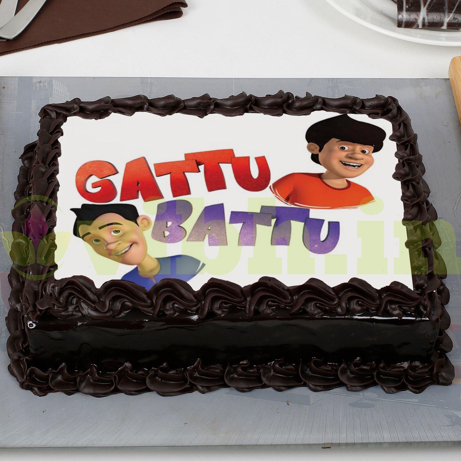 Gattu Battu Chocolate Rectangle Photo Cake : Delivery in Delhi and NCRCake  Express