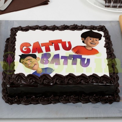 Gattu Battu Chocolate Rectangle Photo Cake