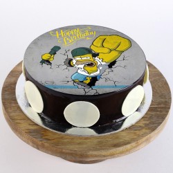 Homer Simpsons Chocolate Round Photo Cake