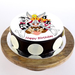 Looney Tunes Chocolate Round Photo Cake