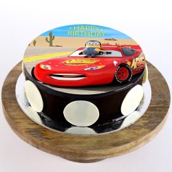 Mcqueen Car Chocolate Round Photo Cake