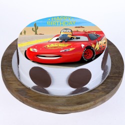 Mcqueen Car Pineapple Round Photo Cake