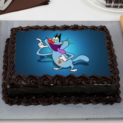 Oggy Chocolate Rectangle Photo Cake