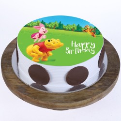 Pooh Piglet Pineapple Round Photo Cake