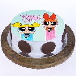 Powerfpuff Girls Pineapple Round Photo Cake