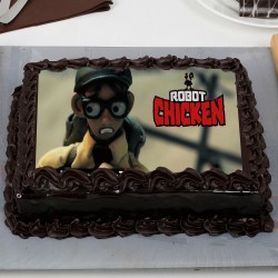 Robot Chicken Chocolate Rectangle Photo Cake