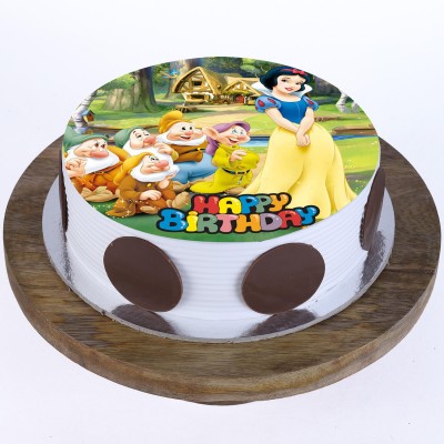 Snow White Pineapple Round Photo Cake