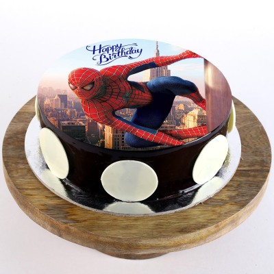 Spiderman Chocolate Round Photo Cake