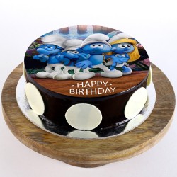 The Smurfs Chocolate Round Photo Cake