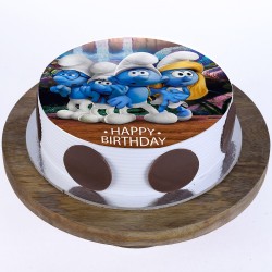 The Smurfs Pineapple Round Photo Cake
