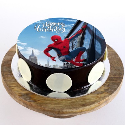 The Spiderman Chocolate Round Photo Cake