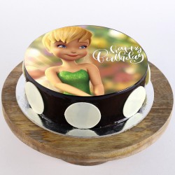 Tinker Bell Chocolate Round Photo Cake