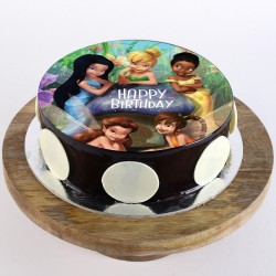 Tinker Bell Fairies Chocolate Round Photo Cake