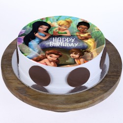 Tinkerbell Fairies Pineapple Round Photo Cake
