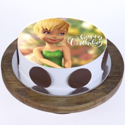 Tinkerbell Pineapple Round Photo Cake