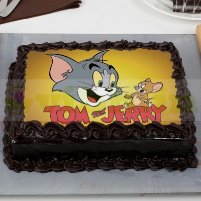 Tom & Jerry Chocolate Rectangle Photo Cake