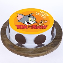 Tom & Jerry Pineapple Round Photo Cake