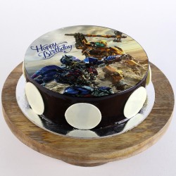 Transformers Chocolate Round Photo Cake