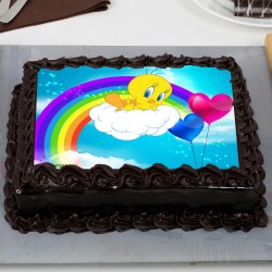 Tweety Bird Chocolate Rectangle Photo Cake