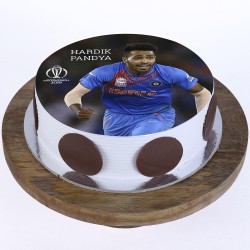 Hardik Pandya Pineapple Round Photo Cake