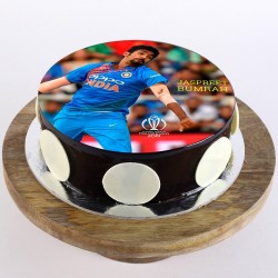 Jasprit Bumrah Chocolate Round Photo Cake