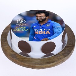 Kedar Jadhav Pineapple Round Photo Cake