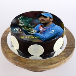 MS Dhoni Chocolate Round Photo Cake