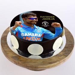 Ravindra Jadeja Chocolate Round Photo Cake