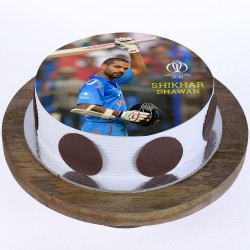 Shikhar Dhawan Pineapple Round Photo Cake