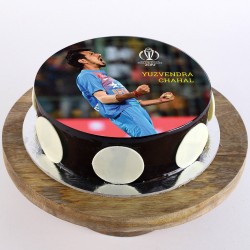 Yuzvendra Chahal Chocolate Round Photo Cake